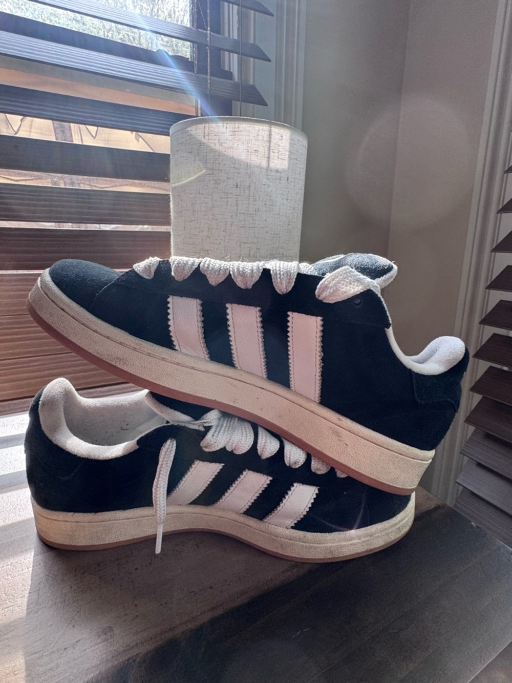 adidas Campus Suede Sneaker - Black & White with Gum Sole-price firm - Picture 4 of 11